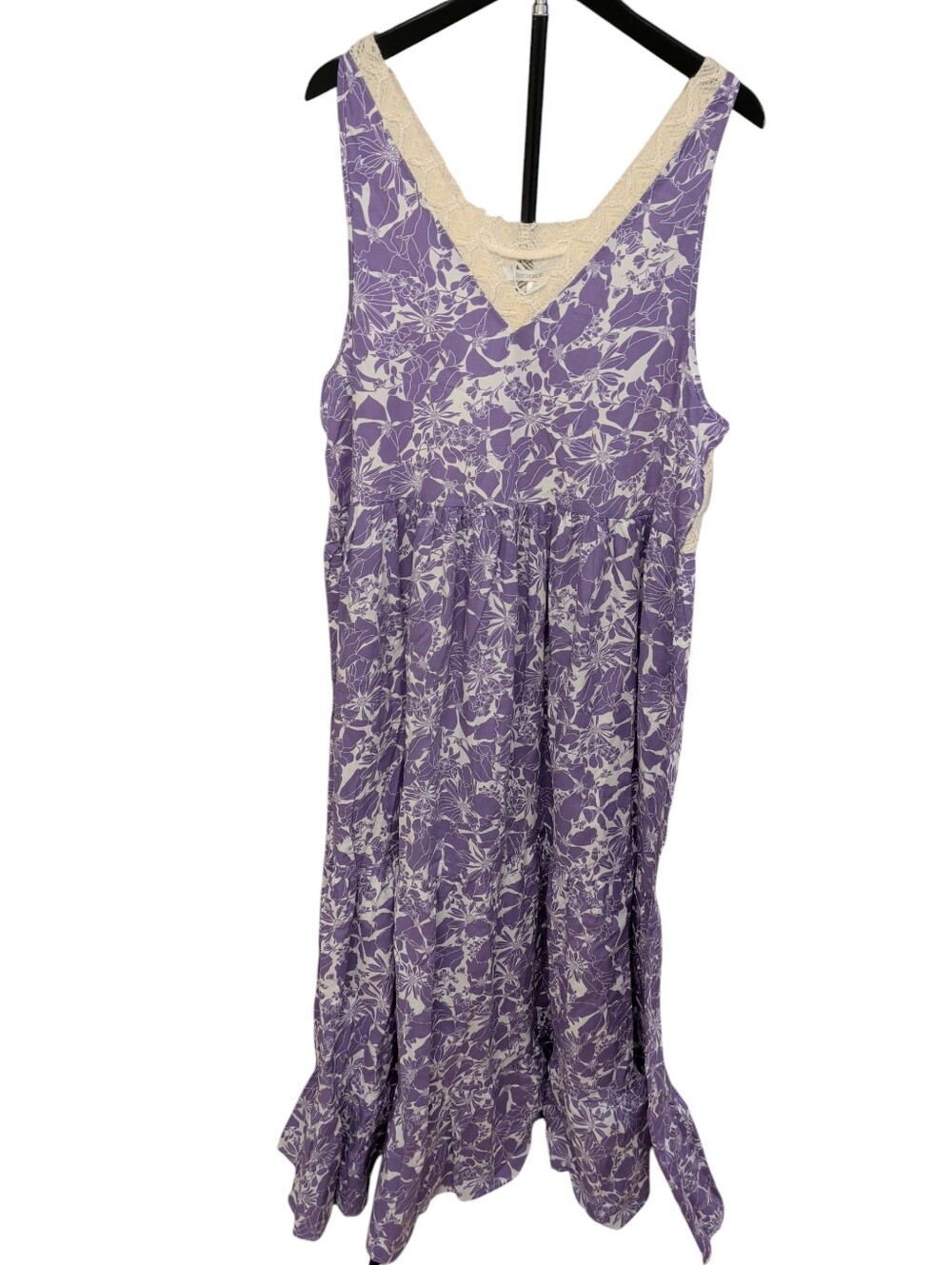 New StitchDrop Knit Back Purple Floral Oversize Cotton Maxi Dress